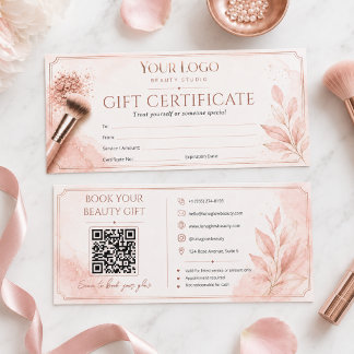Certificado de Presente para Salão de Beleza Blush