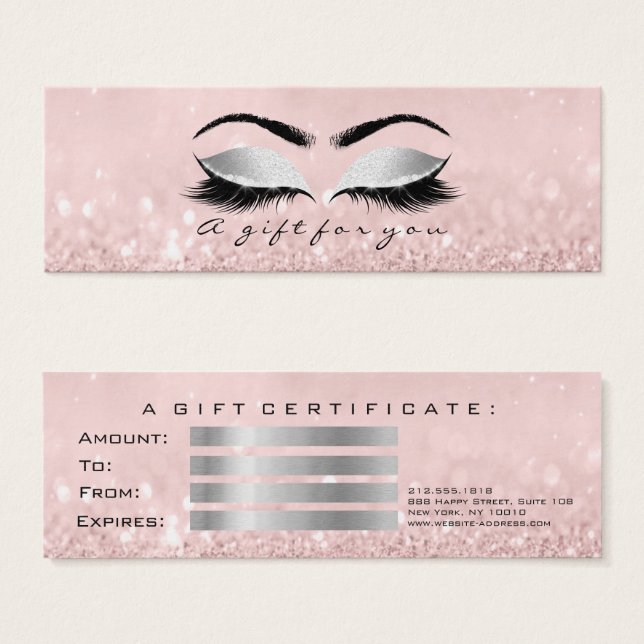 Certificado de Presente Pequenas Lashes Rosa Peque (Frente & Verso)