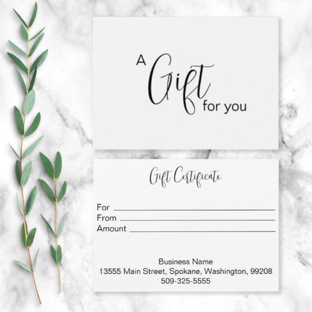 Certificado de presente personalizado (Gift Card)