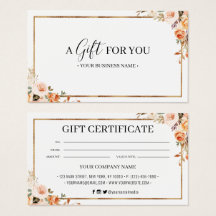 Certificado de Presente Personalizado Floral do ou