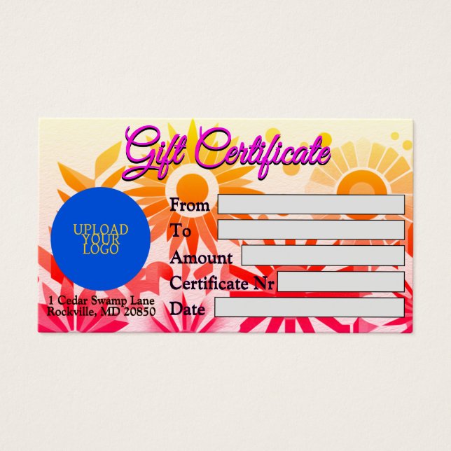 Certificado de Presente Personalizável Elegante (Frente)
