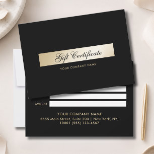 Certificado de Presente Preto Elegante Dourado