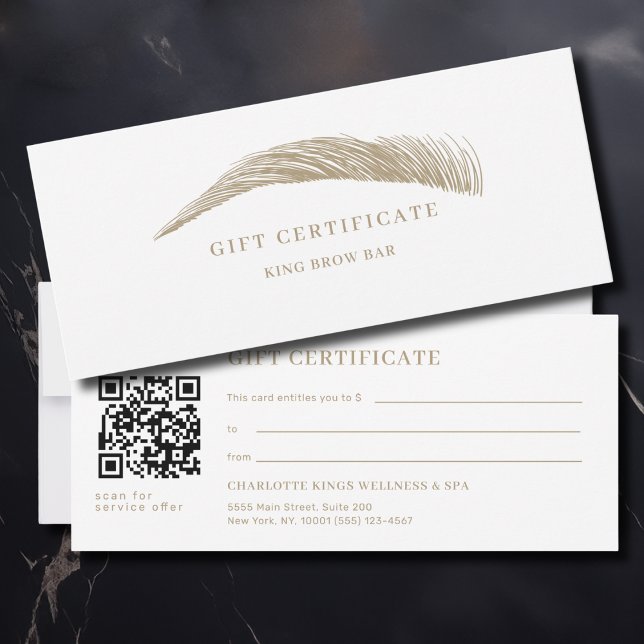 Certificado de Presente QR Code de Salão de Sobran (Minimal Eyebrow Salon QR Code Gift Certificate)