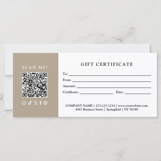 Certificado de Presente QR Código de Negócios Simp (Frente)