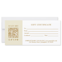 Certificado de Presente QR Código de Negócios Simp