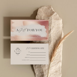 Certificado de Presente Rosa Bege Elegante Dourado