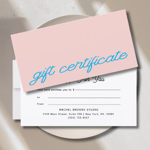 Certificado de Presente Rosa Blush com Letra Moder