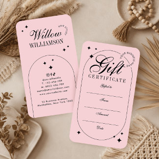 Certificado de Presente Rosa Blush com Letra Vinta