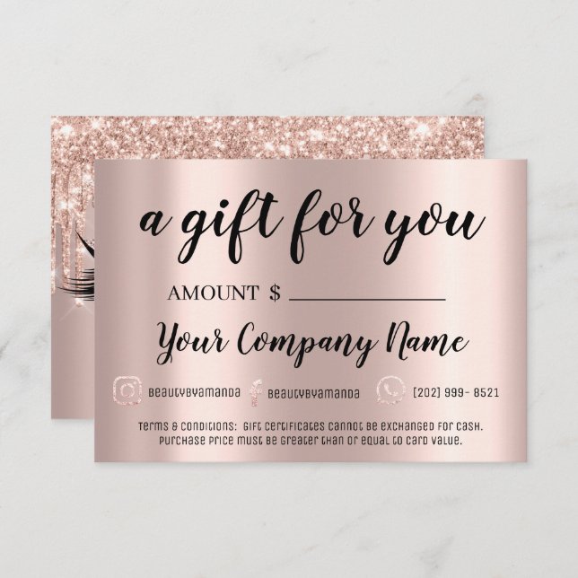 Certificado de Presente - Rosa de Extensão de Lash (Frente/Verso)