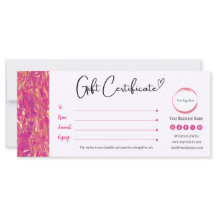 Certificado de Presente Rosa e Dourado Quente