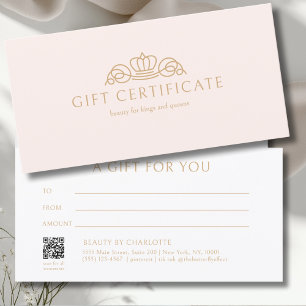 Certificado de Presente Rosa Elegante Salão Coroa