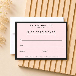 Certificado de Presente Rosa Luxo Minimalista