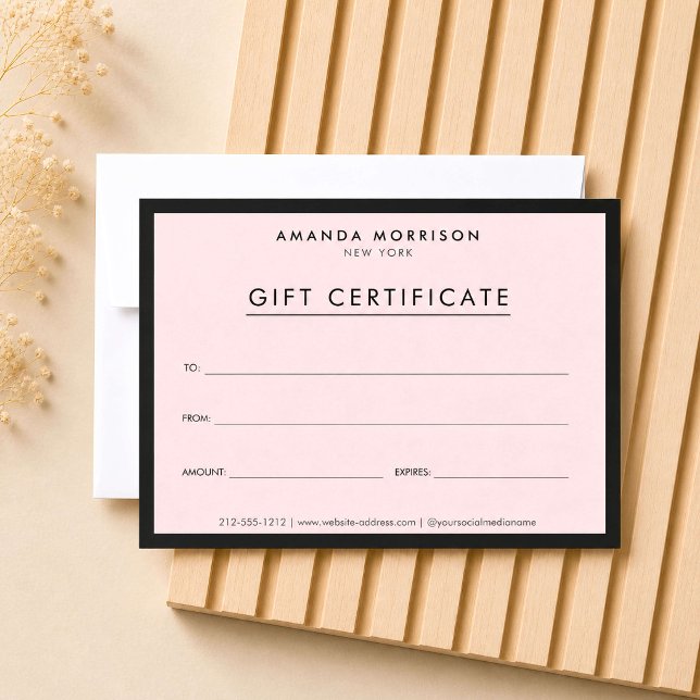 Certificado de Presente Rosa Luxo Minimalista (Criador carregado)
