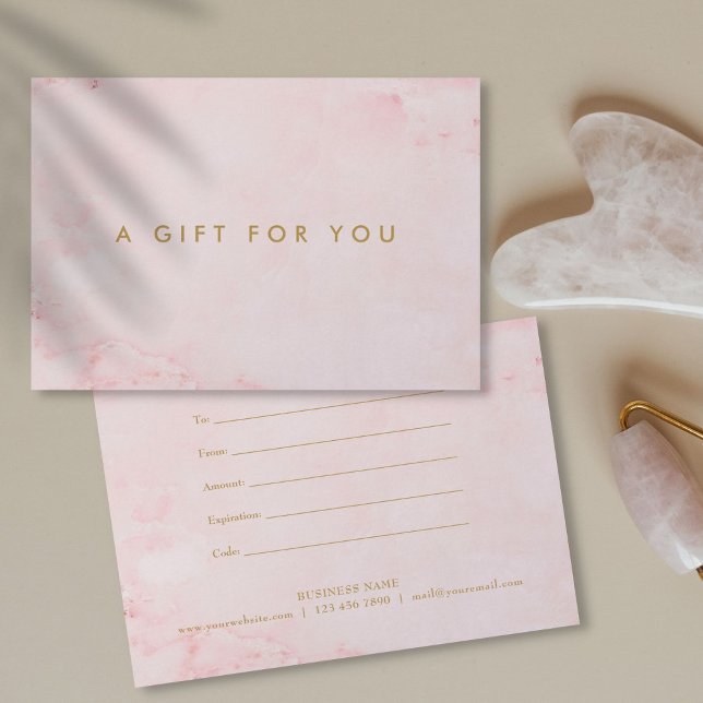 Certificado de Presente Rosa Minimalista Feminino  (Minimalist Girly Pink Marble Gift Certificate)