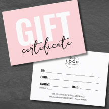 Certificado de Presente Rosa Minimalista para Negó