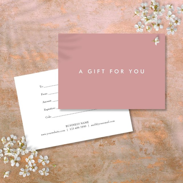 Certificado de Presente Rosa Poeirento Minimalista (Minimalist Bold Dusty Rose Pink Gift Certificate)