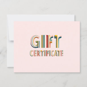 Certificado de Presente Rosa Vintage Retro