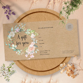 Certificado de Presente Rose Garland Rustic Kraft