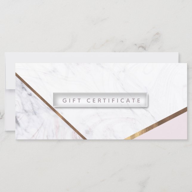 Certificado de Presente Rose Gold Marble Swirl & B (Frente)