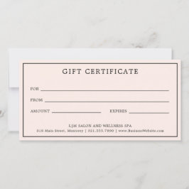 Certificado de Presente Simples Monograma Rosa