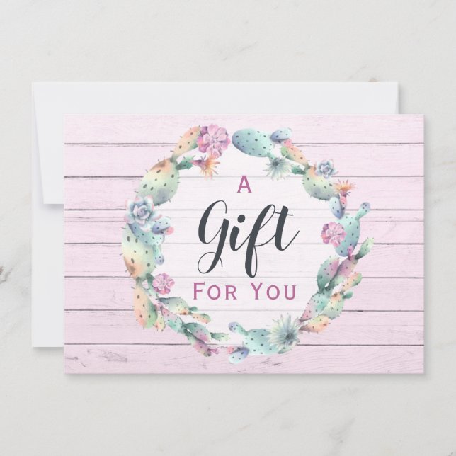 Certificado de Presente Suculentas Aquarela Cacto  (Frente)