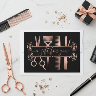 Certificado de Presente Tesoura Elegante Dourado R