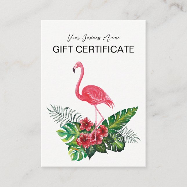 Certificado de Presente Tropical Flamingo Rosa (Frente)