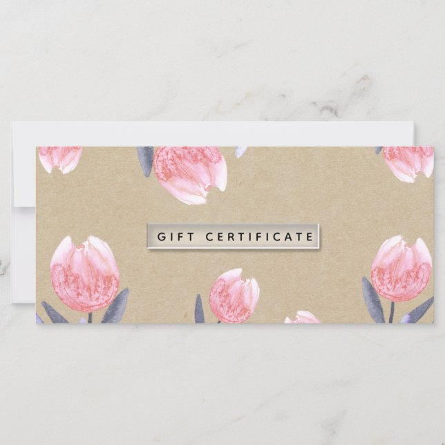 Certificado de Presente Tulipas em Aquarela Peach  (Frente)