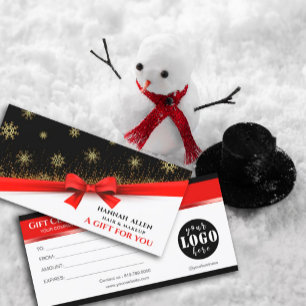 Certificado de Presente Vermelho de Floco de Neve