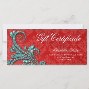 Certificado de Presente Xmas Salon Glitter Vermelh