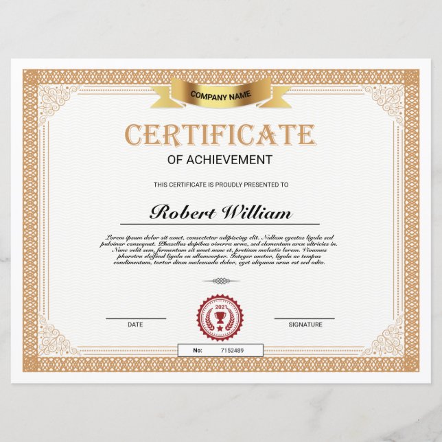 Certificado De Realização (Frente)