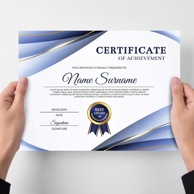 Certificado de Realização Blue & Gold Award (Criador carregado)