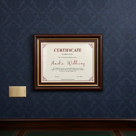Certificado de Realização Clássico Elegante Vintag
