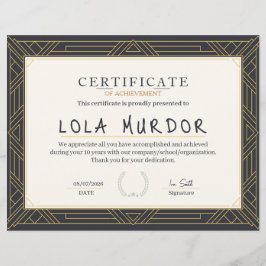 Certificado de Realização Clássico Vintage Elegant