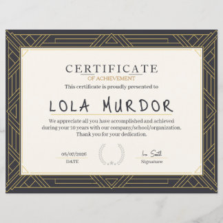 Certificado de Realização Clássico Vintage Elegant