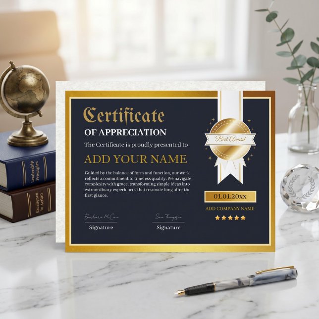 Certificado de Realização e Reconhecimento Multipr (Modern Minimalist Multipurpose Achievement & Recognition Certificate Template)