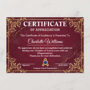 Certificado de Reconhecimento de Funcionário Red G