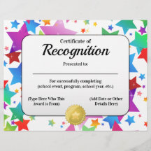 Certificado de reconhecimento personalizável 8,5x1