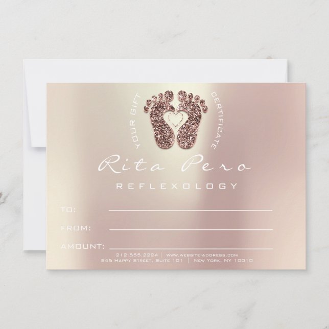 Certificado de Reflexologia Dourada com Rosa de Pé (Frente)