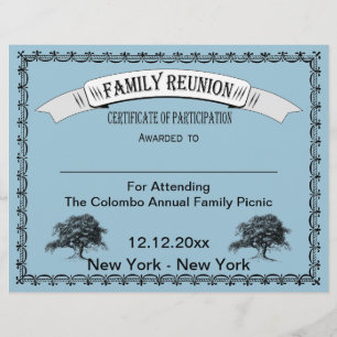 Certificado de reunião de família de participaç