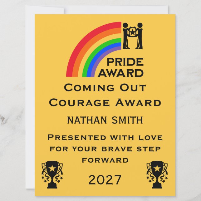 Certificado de Saída LGBTQ+ e Orgulho (Frente)