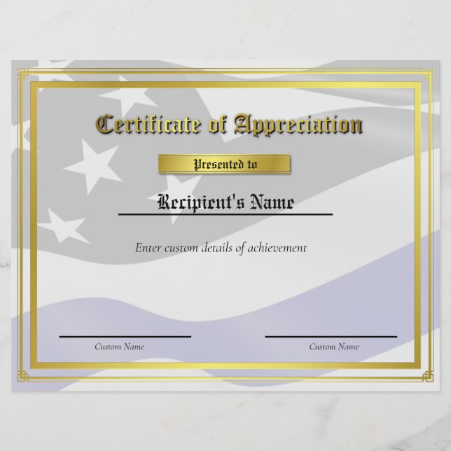 Certificado de Sinalizador de Linha Azul Fino Pers (Frente)