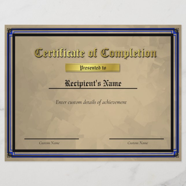 Certificado de Sinalizador de Linha Azul Fino Pers (Frente)