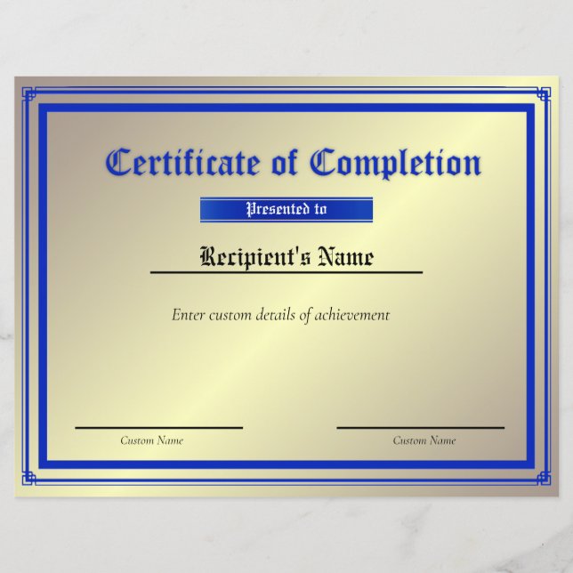 Certificado de Sinalizador de Linha Azul Fino Pers (Frente)