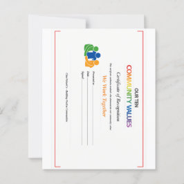 Certificado de Valor de Trabalho em Equipe 4.5x5.6