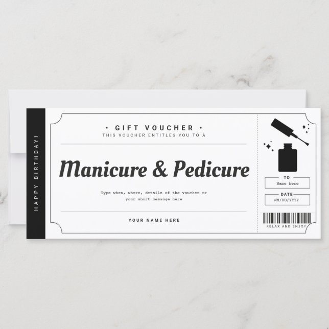 Certificado de Voucher de Presente do Manicure Ped (Frente)