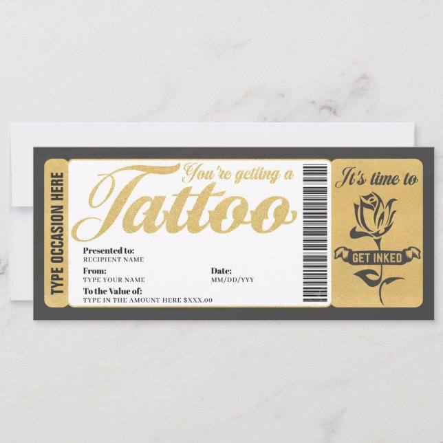 Certificado de Voucher de Tatuagem Cartão de Prese (Frente)