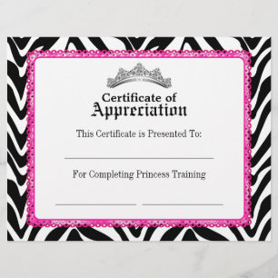 Certificado de Zebra Rosa e Tiara com Renda