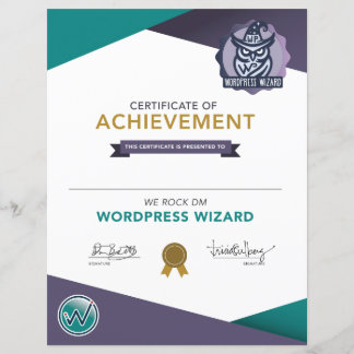 Certificado do Assistente do Wordpress do Rock DM