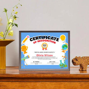 Certificado Editável de Prêmio Estudante de Reconh